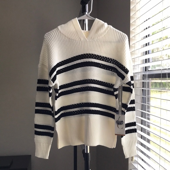 Cyrus Black and White Striped Women's Sweater